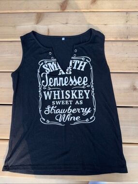 Black Graphic Tank Top with Tennessee Whiskey Print